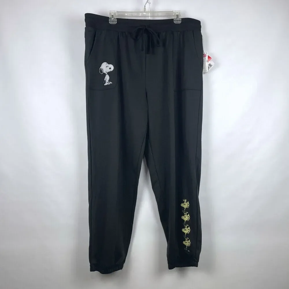 NWT Peanuts Snoopy Woodstock Black Lounge Pajama Jogger Pants Women Plus Size 1X